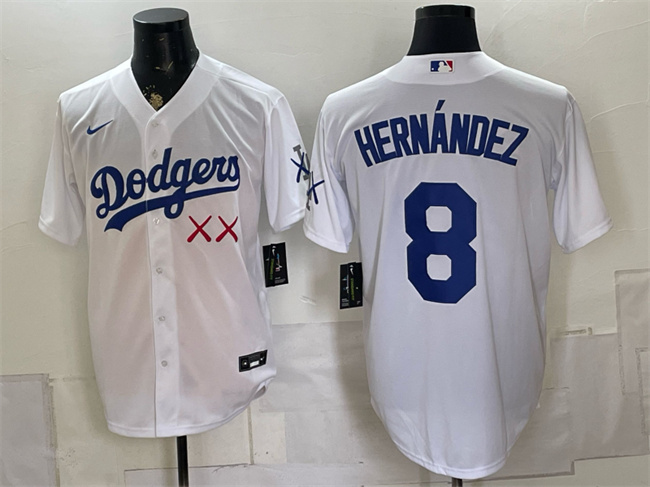 Men's Los Angeles Dodgers x KAWS #8 Enrique Hernández White Vapor Premier Limited Stitched Baseball Jersey